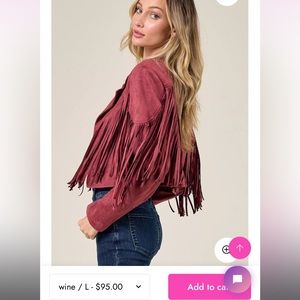 Red wine Saints & Hearts western fringe jacket